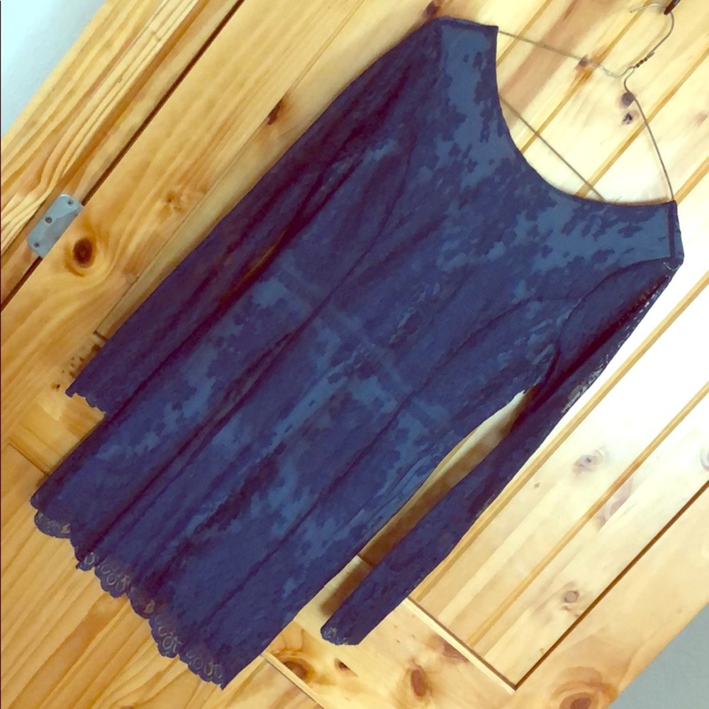 Free People Royal Blue Lace Overlay Bodycon Mini